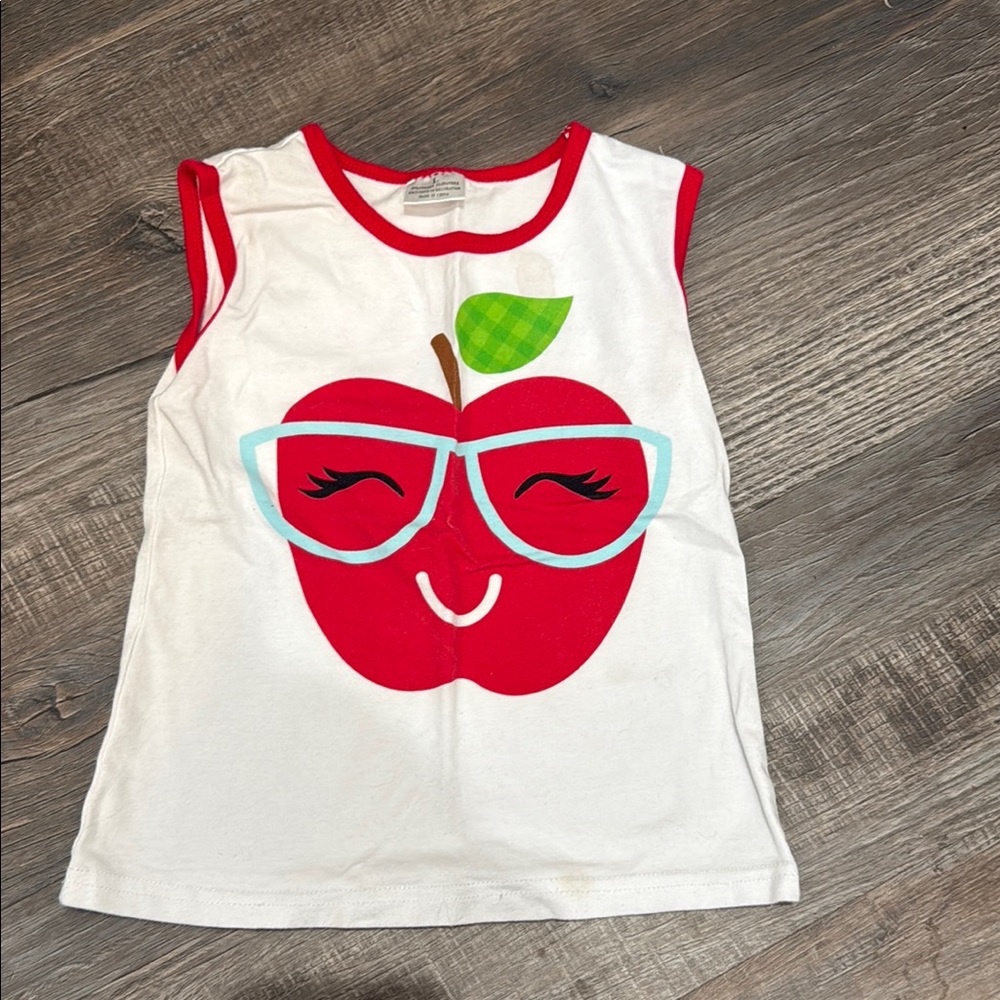 Playful Apple Kids Tank Top - Red & White